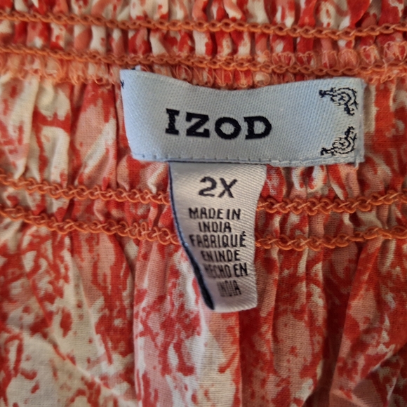 Izod Coral and White Abstract Blouse New With Tags Womens 2X - Picture 2 of 5